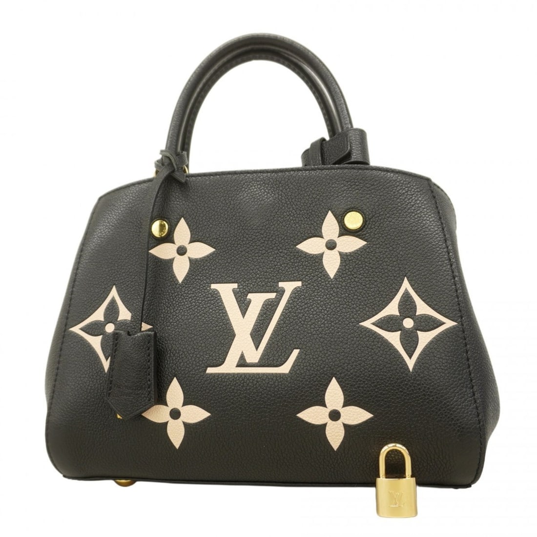 Louis Vuitton Monogram Empreinte Two-Tone Montaigne BB Handbag M45778 Black/Beige Women's (1 of 14)