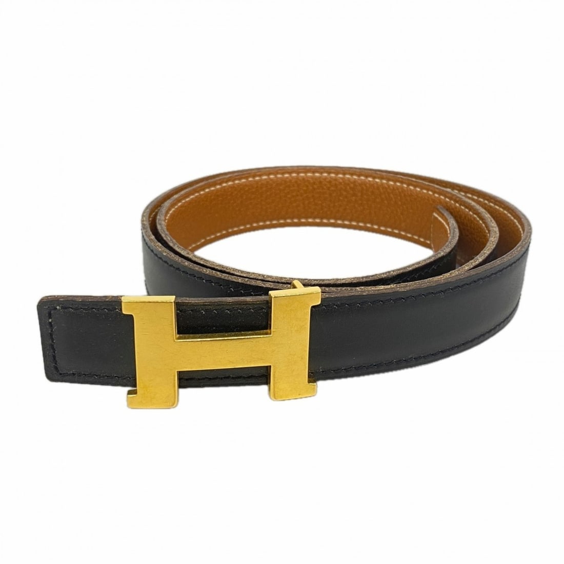 Hermes Hermès Constance Belt, Box Calf Togo, Black, Natural, E Stamp, Men's/Women's (1 of 8)