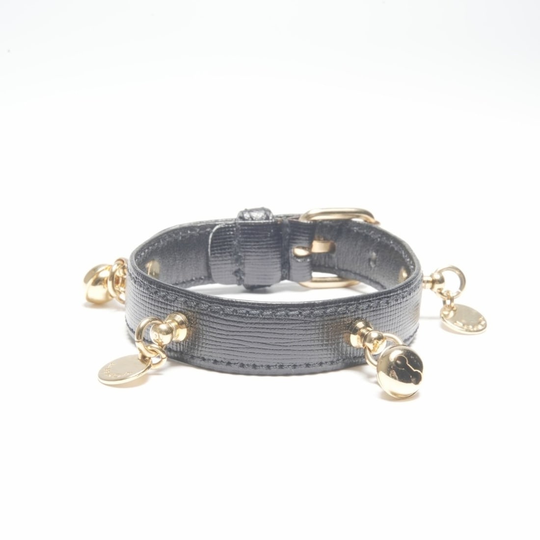 Prada Leather Charm Belt Bangle Bracelet in Black: --- Catalog ---Category: SizeTotal Length: 20cm / 7.87''Category: DesignType: BangleColor: BlackGender: WomenMaterial: LeatherCategory: GeneralBrand: Prada--- Item List ---Section: ConditionRanking: R