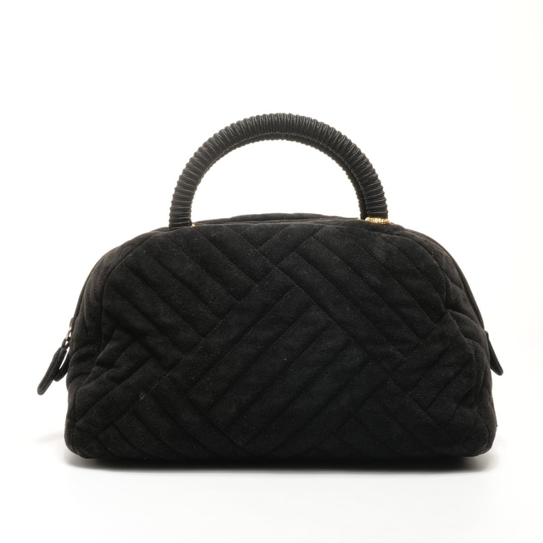 Prada suede Boston bag handbag in black (1 of 11)