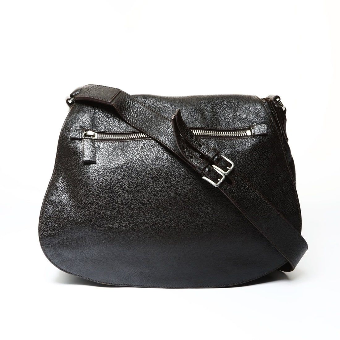 PRADA Leather Flap Shoulder Bag Brown (1 of 12)