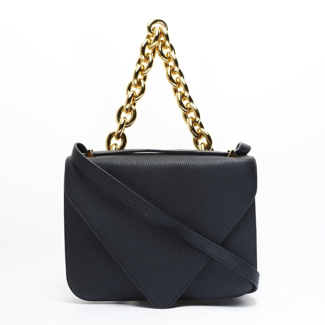 Bottega Veneta Leather Mount Envelope Chain Shoulder Bag in Black (1 of 14)
