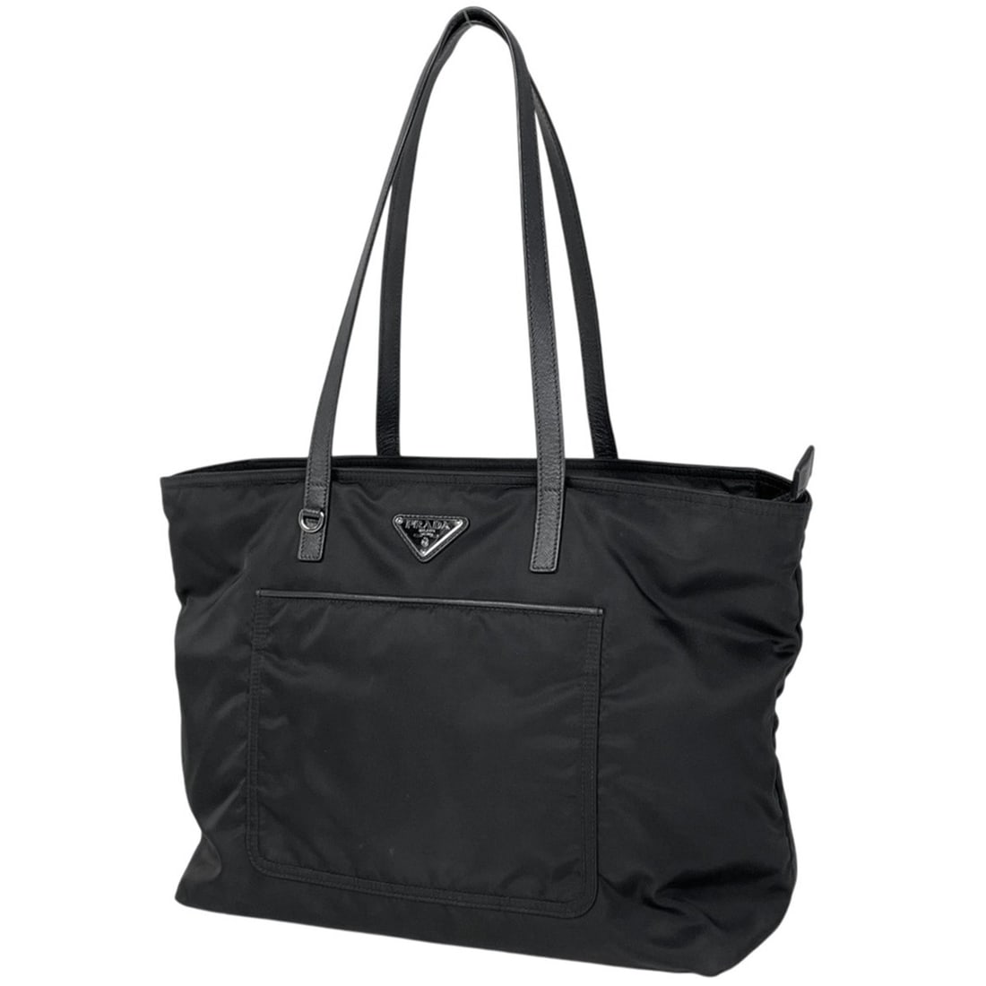 Prada logo plate tote bag, shoulder nylon nero (black), women's: --- Catalog ---Category: SizeSize (HxWxD): 26cm x 34cm x 16cm / 10.23'' x 13.38'' x 6.29''Category: DesignType: Shoulder bag, Tote bagColor: BlackGender: WomenMaterial: Nylon , Leather Category: Gener