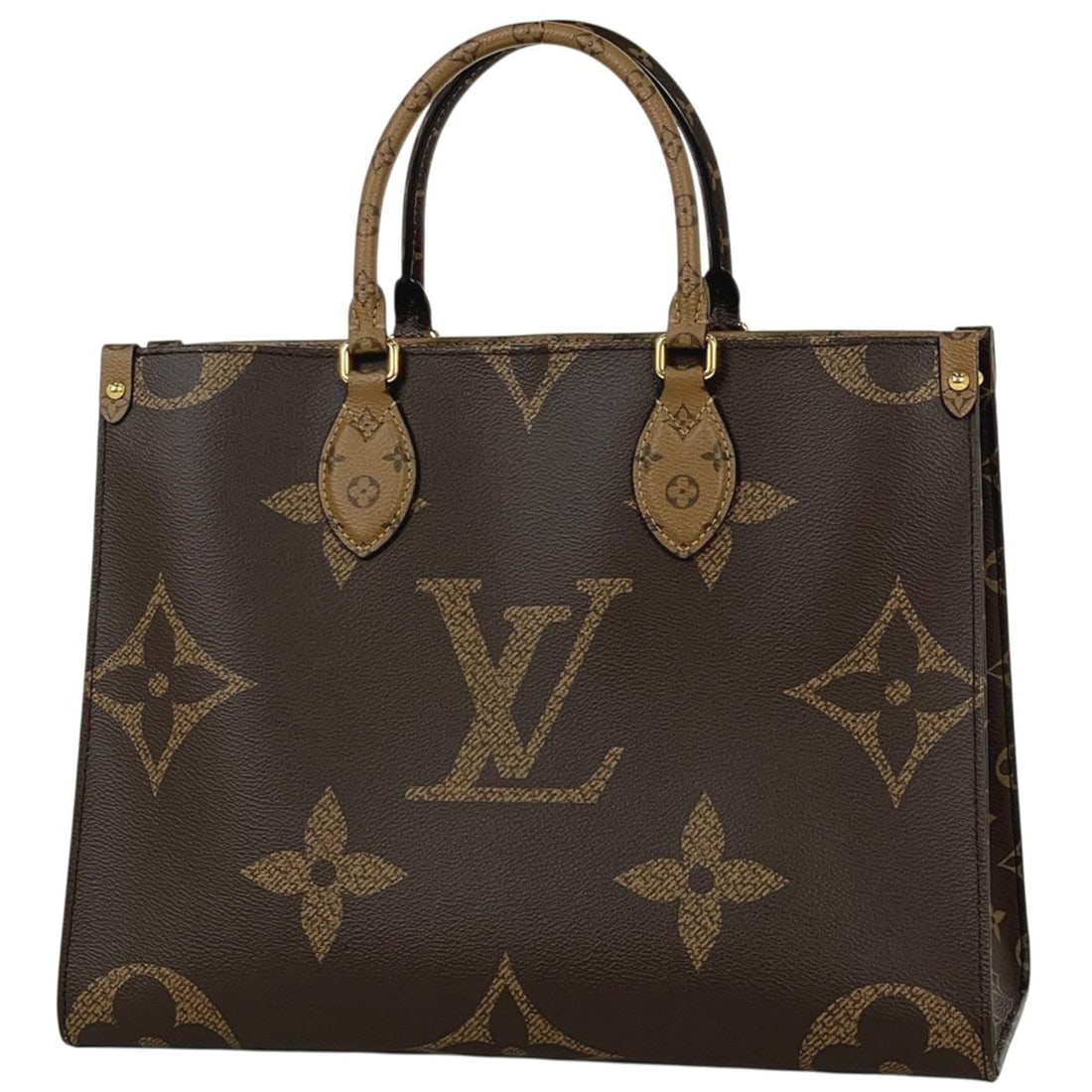 Louis Vuitton On the Go MM 2-Way Shoulder Bag, Monogram Giant Tote Reverse Brown, M45321, Women's: --- Catalog ---Category: SizeSize (HxWxD): 27cm x 34.5cm x 14cm / 10.62'' x 13.58'' x 5.51''Category: DesignType: Shoulder bag, Tote bagColor: BrownGender: WomenMaterial: Monogram Reverse Category: Ge