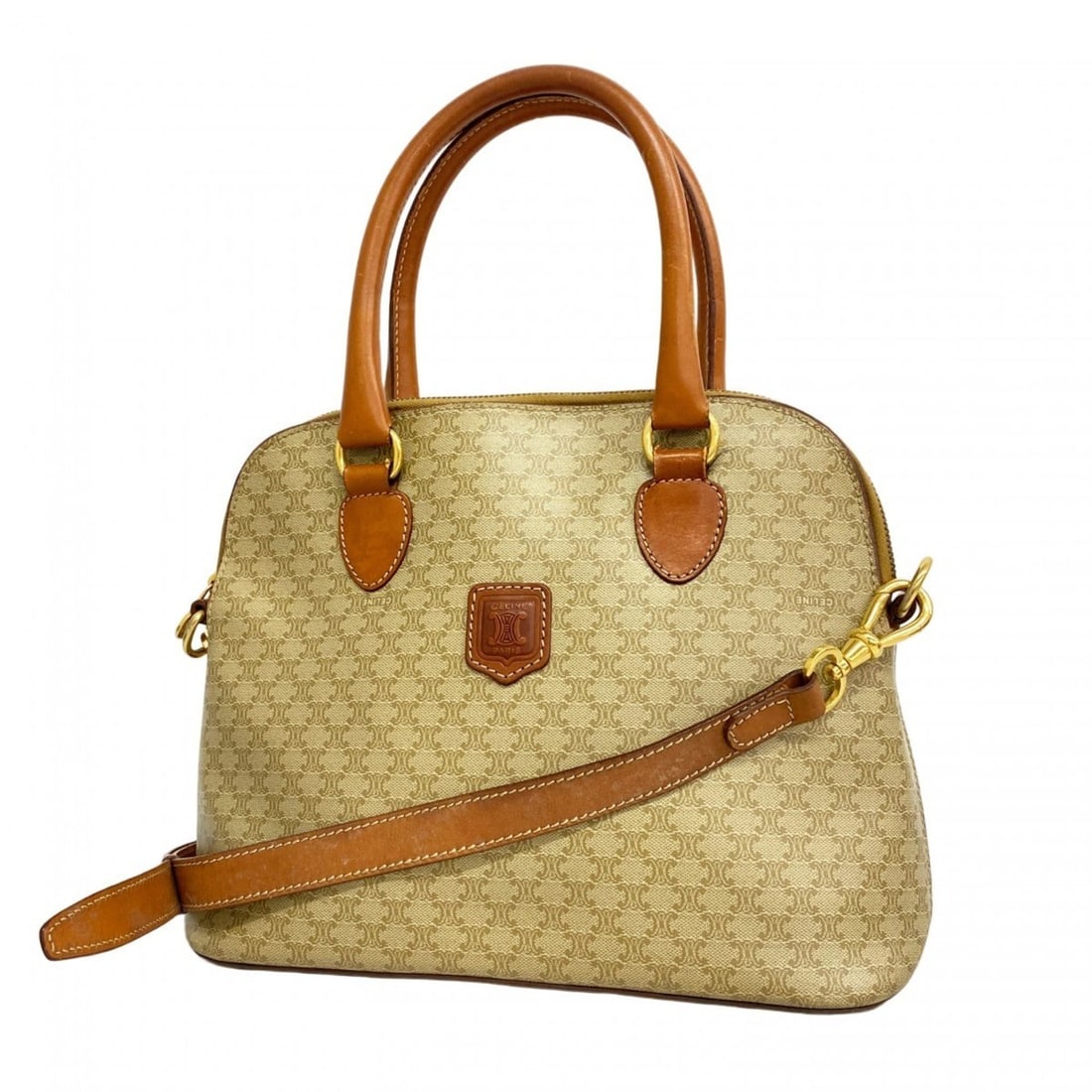 Celine handbag Macadam beige brown 2-way bag for women: --- Catalog ---Category: SizeSize (HxWxD): 22cm x 28.5cm x 12.5cm / 8.66'' x 11.22'' x 4.92''Category: DesignType: HandbagColor: Beige, BrownGender: WomenMaterial: PVC Hardware Color: GoldCategory: Ge