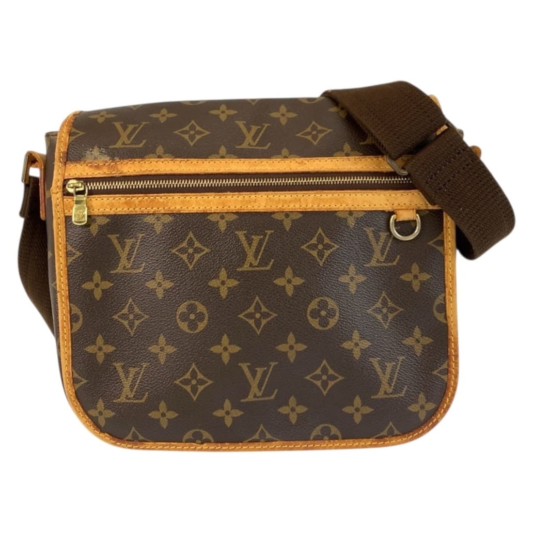 LOUIS VUITTON Monogram Bosphore PM Messenger Bag, Brown with Gold Hardware and Leather, M40106,: --- Catalog ---Category: SizeSize (HxWxD): 22cm x 23cm x 7cm / 8.66'' x 9.05'' x 2.75''Category: DesignType: Pochette, Shoulder bagColor: BrownGender: WomenMaterial: PVC , Leather Hardware Color: Gold