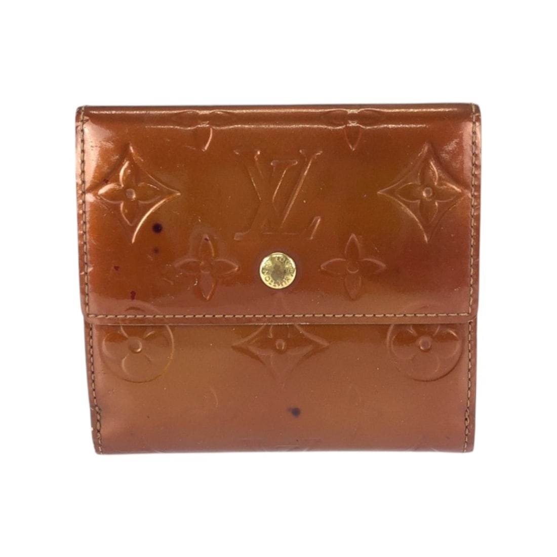 LOUIS VUITTON Monogram Vernis Porte-Monnaie Bi-E Carte Credit Bronze Brown Gold Hardware Enamel: --- Catalog ---Category: SizeSize (HxWxD): 10cm x 11cm x 2cm / 3.93'' x 4.33'' x 0.78''Category: DesignType: Wallet (tri-fold)Color: Bronze, BrownGender: WomenCategory: GeneralMPN: M91170Brand: Louis