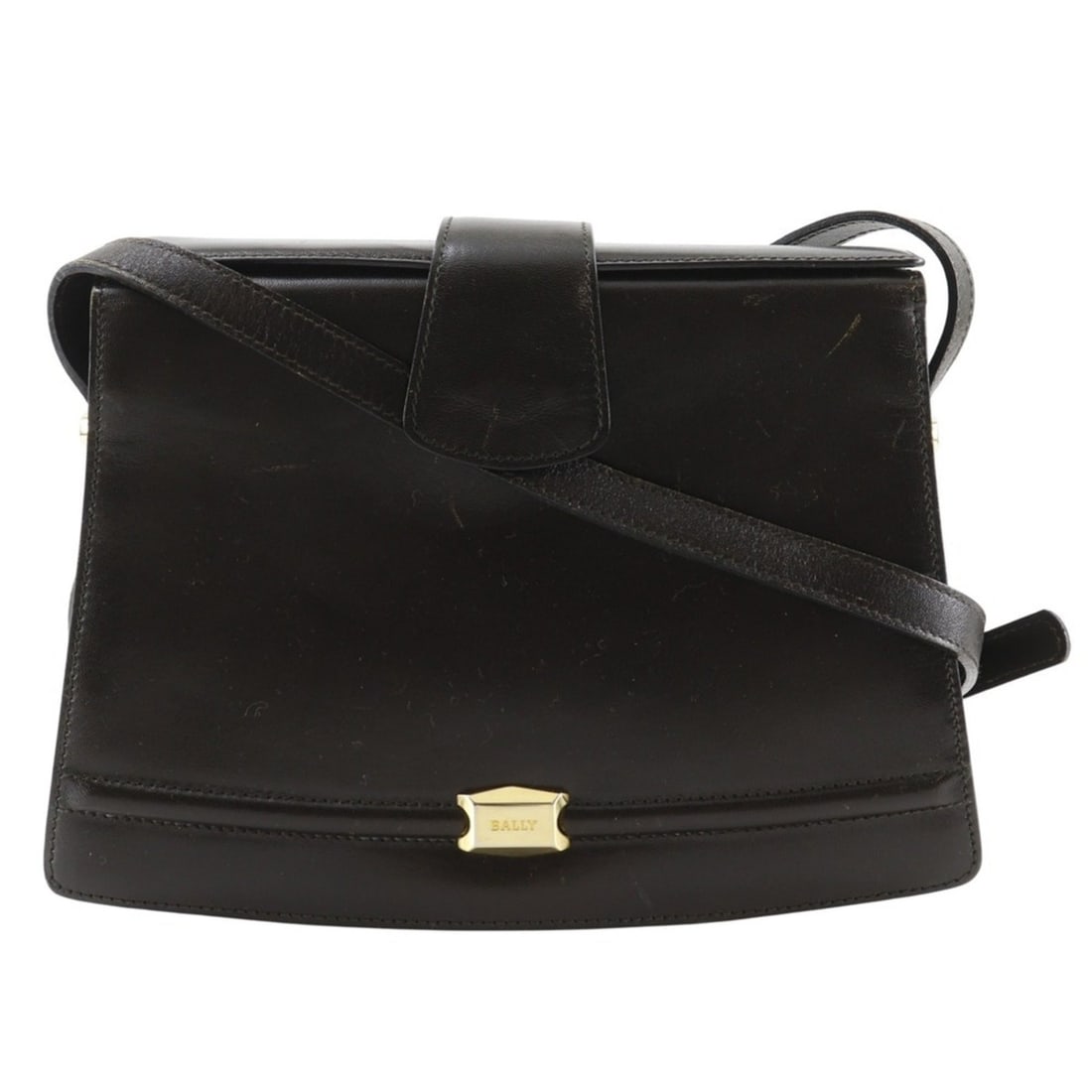 Bally shoulder bag, vintage calfskin, dark brown, magnetic type, women's (1 of 18)