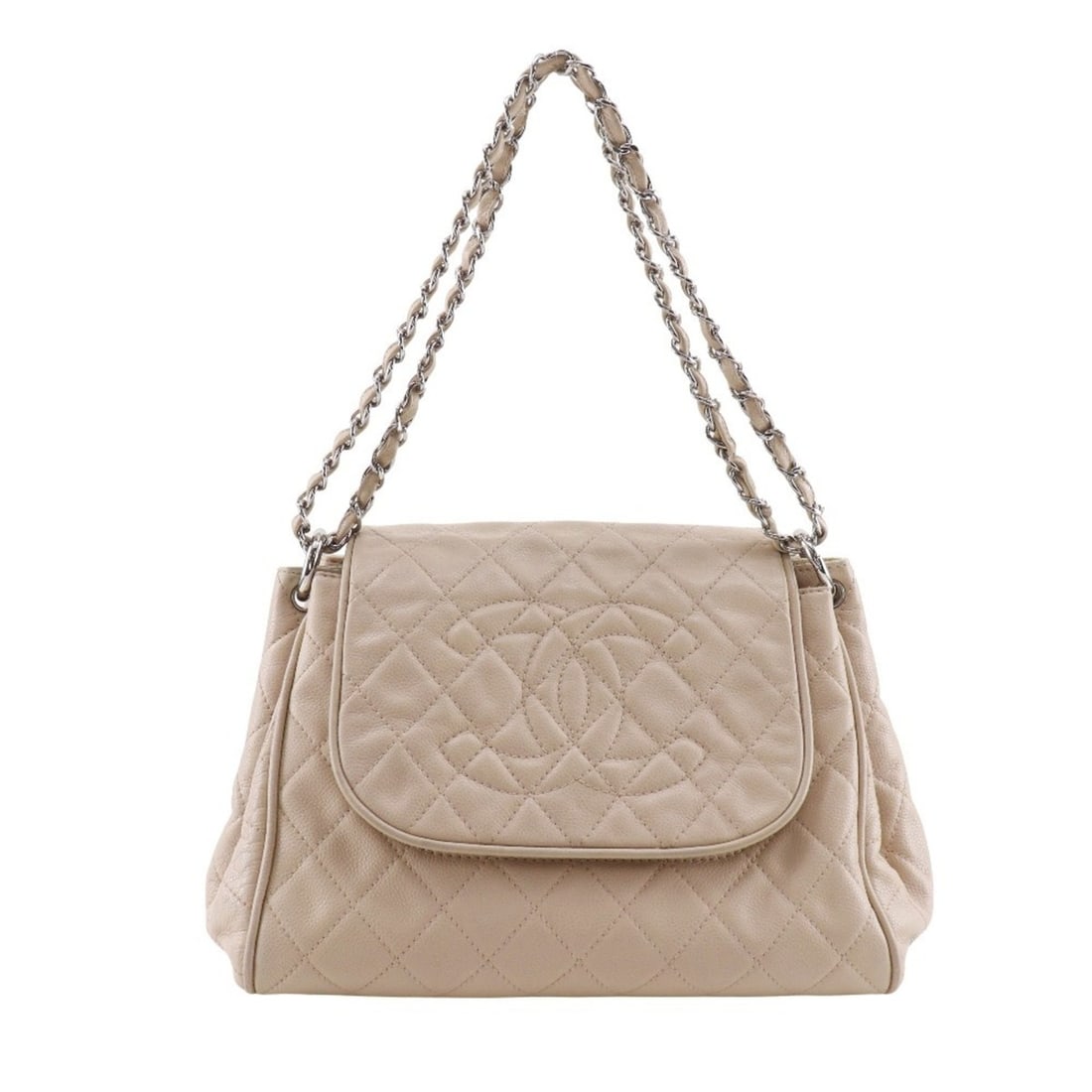 CHANEL Chain Shoulder Bag Matelasse Caviar Skin Beige A5 Magnet Type ChainShoulder Women's: --- Catalog ---Category: SizeSize (HxWxD): 24cm x 31cm x 13cm / 9.44'' x 12.2'' x 5.11''Category: DesignType: Shoulder bagColor: BeigeGender: WomenMaterial: Grained Calfskin Category: GeneralBrand: Ch