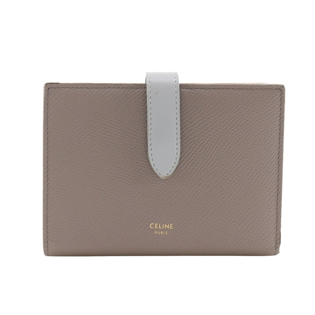 CELINE Medium Strap Wallet Bifold Leather Gray Snap Button Unisex: --- Catalog ---Category: SizeSize (HxWxD): 11cm x 14cm x 2cm / 4.33'' x 5.51'' x 0.78''Category: DesignType: Wallet (bi-fold)Color: GrayGender: Women,MenMaterial: Leather Category: GeneralBrand: Celin
