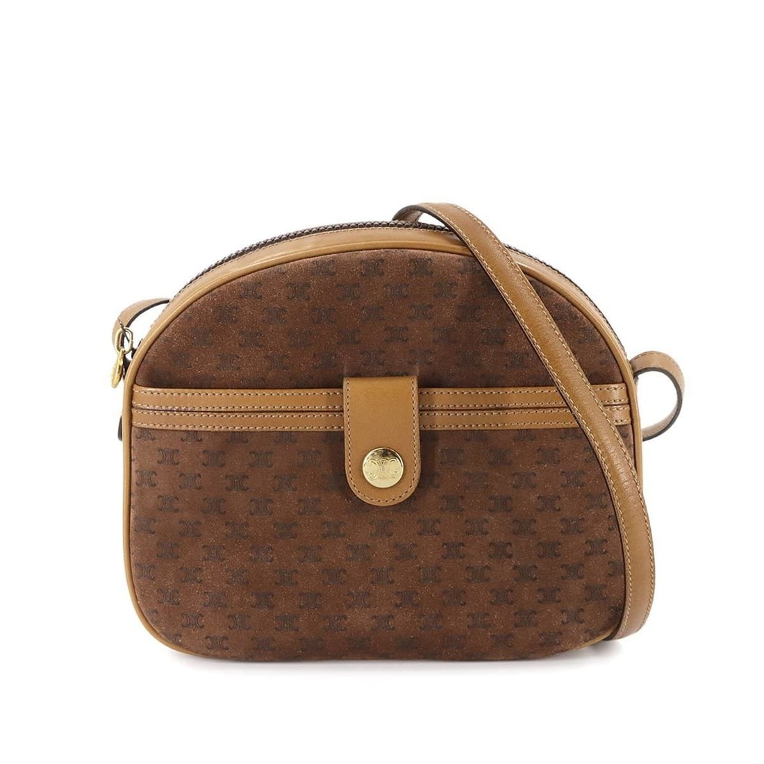 Celine Macadam Shoulder Bag in Brown Suede and Leather with Gold Hardware: --- Catalog ---Category: SizeSize (HxWxD): 18cm x 22cm x 7cm / 7.08'' x 8.66'' x 2.75''Category: DesignType: Shoulder bagColor: BrownGender: WomenMaterial: Suede , Leather Category: GeneralBrand: Celi