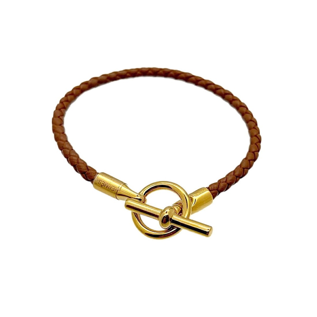Hermes Hermès Glenan Bracelet in leather with gold and brown accents. (1 of 11)