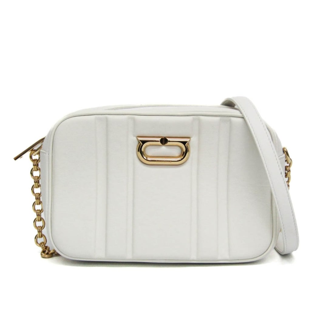 Salvatore Ferragamo Gancini AU-21 4968 Women's Leather Shoulder Bag White (1 of 16)