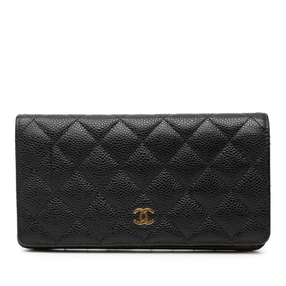 CHANEL Matelasse Coco Mark Long Wallet in Black and Bordeaux Caviar Skin for Women (1 of 12)