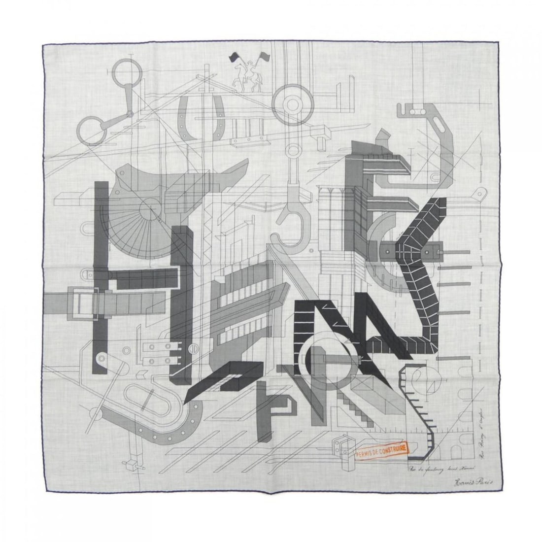 Hermes Hermès Permis de Construire H104063T Carré H100 Shawl (1 of 8)