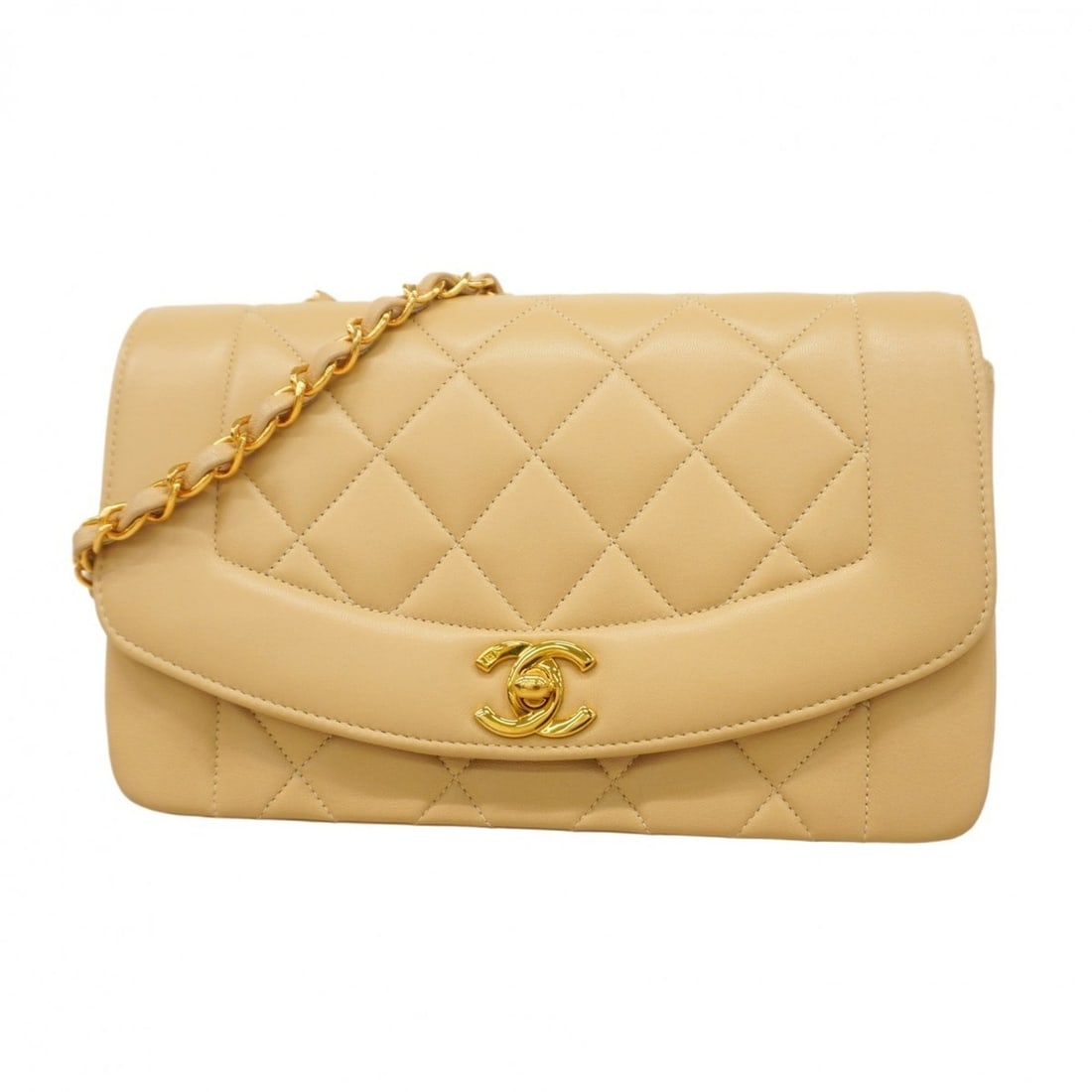 Chanel Diana Matelasse Chain Shoulder Bag in Beige Lambskin for Women (1 of 13)