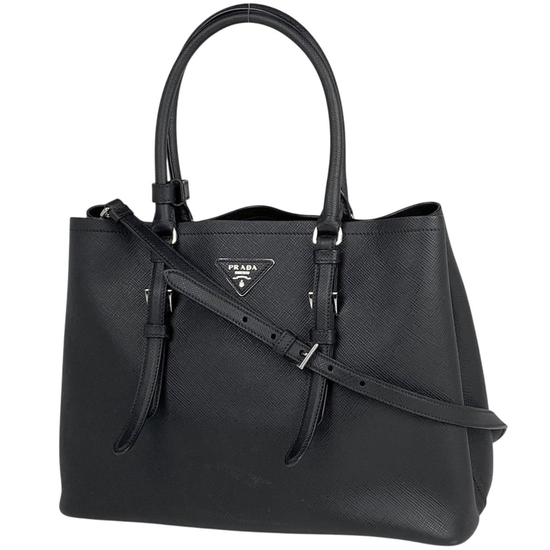 Prada BN2820 Women's Logo Plate Handbag, 2-Way Shoulder Bag, Leather Nero (Black) (1 of 9)