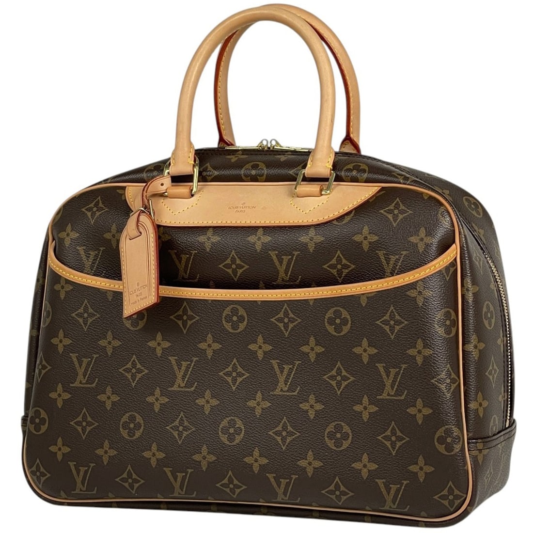 Louis Vuitton Deauville Bowling Vanity Handbag, Monogram Brown, M47270, Women's: --- Catalog ---Category: SizeSize (HxWxD): 26cm x 33cm x 13cm / 10.23'' x 12.99'' x 5.11''Category: DesignType: HandbagColor: BrownGender: WomenMaterial: Monogram Category: GeneralMPN: M47270Brand: Lo