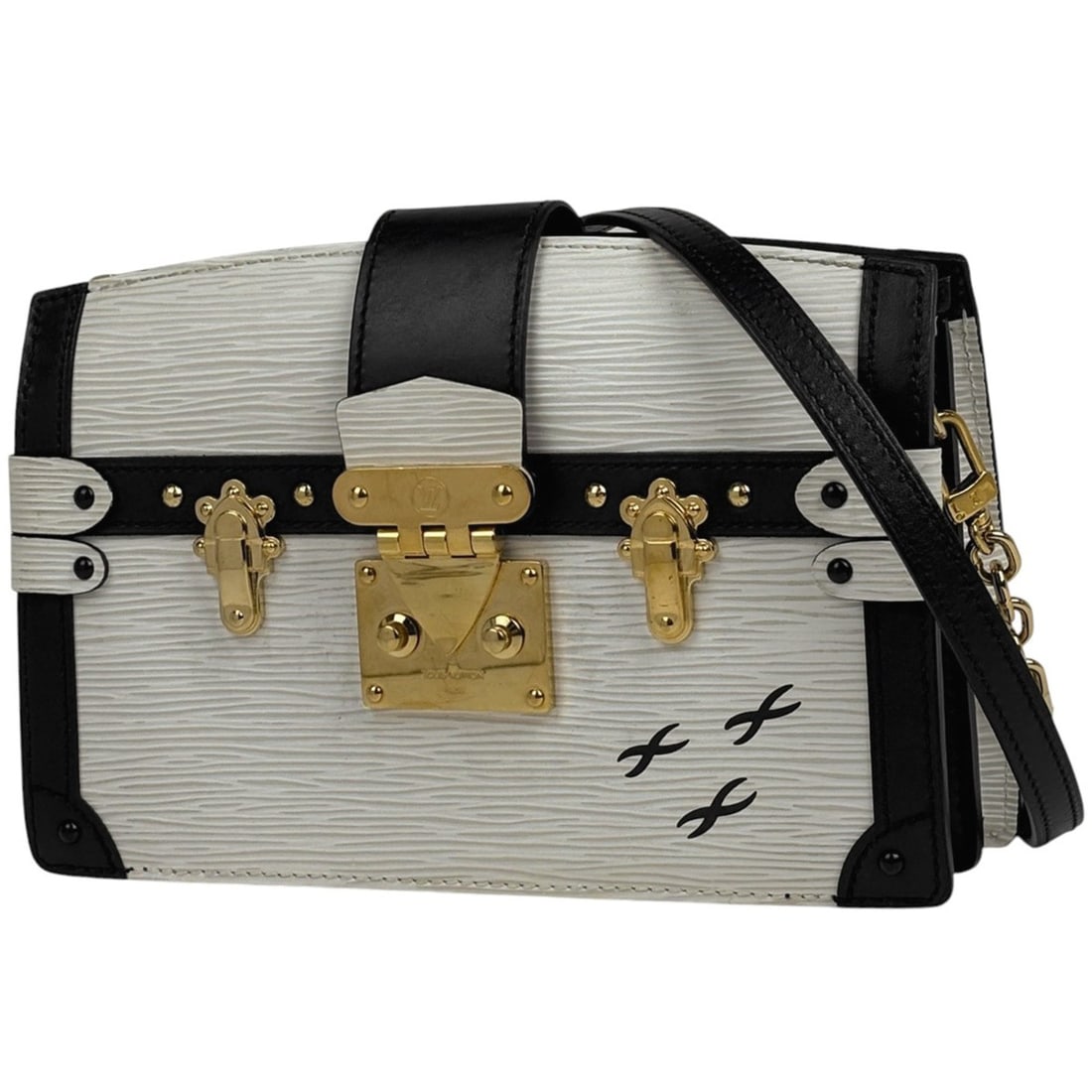 Louis Vuitton Trunk Clutch 2-Way Shoulder Bag Epi White Black M52151 Women's (1 of 14)