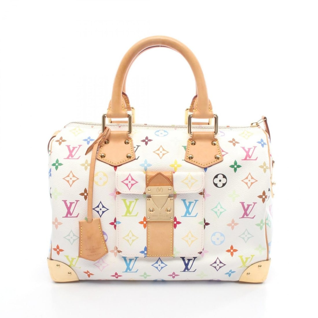 Louis Vuitton Speedy 30 Handbag, Coated Canvas and Leather, Monogram Multicolore, White, Women's, (1 of 13)