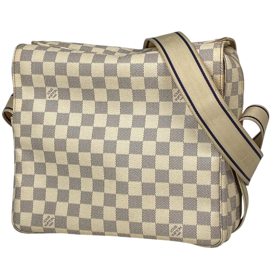 Louis Vuitton Naviglio Crossbody Shoulder Bag in Damier Azur White N51189 for Women: --- Catalog ---Category: SizeSize (HxWxD): 24.5cm x 28cm x 14cm / 9.64'' x 11.02'' x 5.51''Category: DesignType: Shoulder bagColor: WhiteGender: WomenMaterial: Damier Azur Category: GeneralMPN: N51189