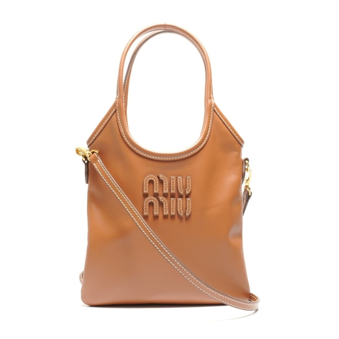 Miu Miu Miu 2-way Ivy Leather Handbag 5BA281 Brown (1 of 13)