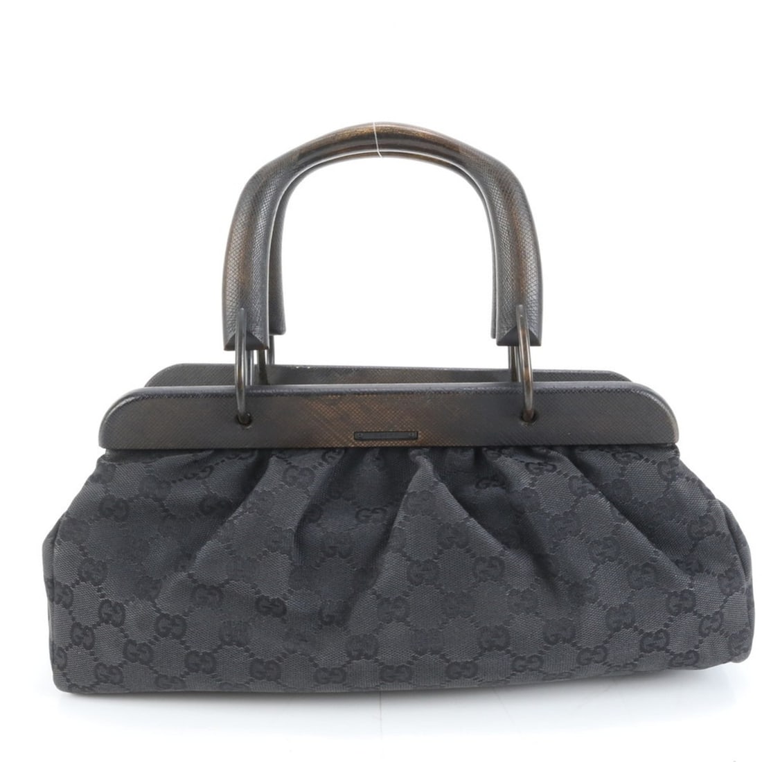 Gucci GG Canvas 112683 Leather Tote Bag Shoulder Handbag Black Women's (1 of 18)