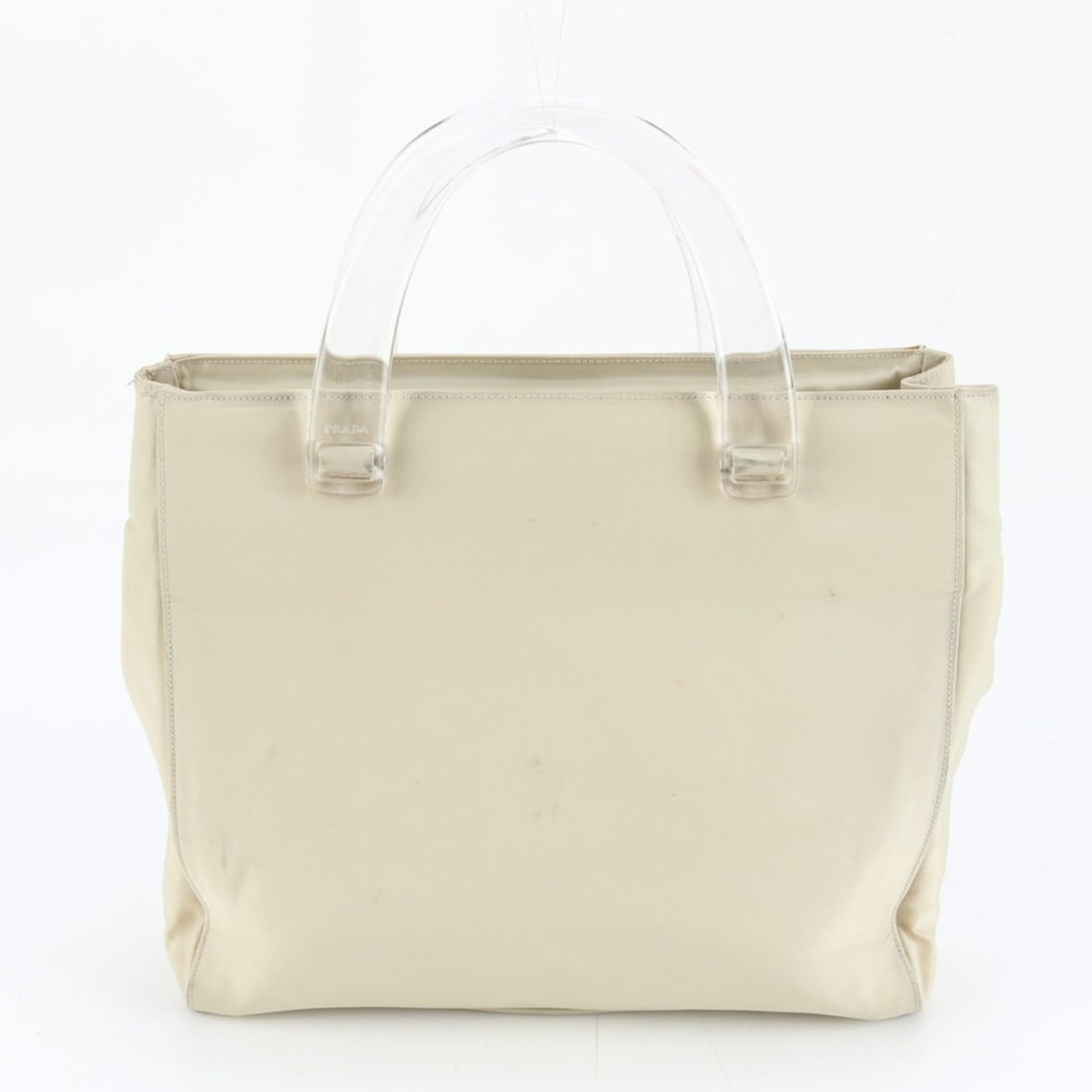 Prada Tessuto Nylon Clear Handle Triangle Logo Handbag Tote for Women (1 of 10)