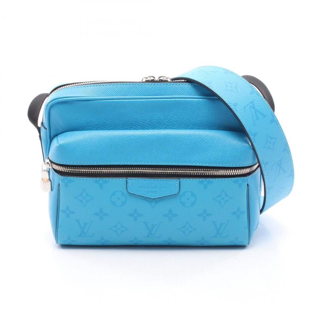 Louis Vuitton Outdoor Messenger PM Shoulder Bag, Coated Canvas and Leather, Taiga Rama, Men's, Blue, (1 of 9)
