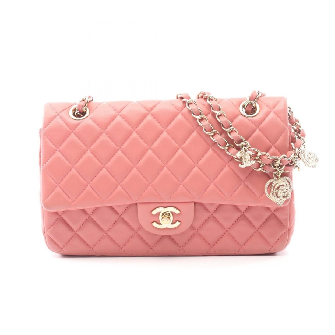 CHANEL Matelasse Single Flap Shoulder Bag in Lambskin Leather, Pink (1 of 10)