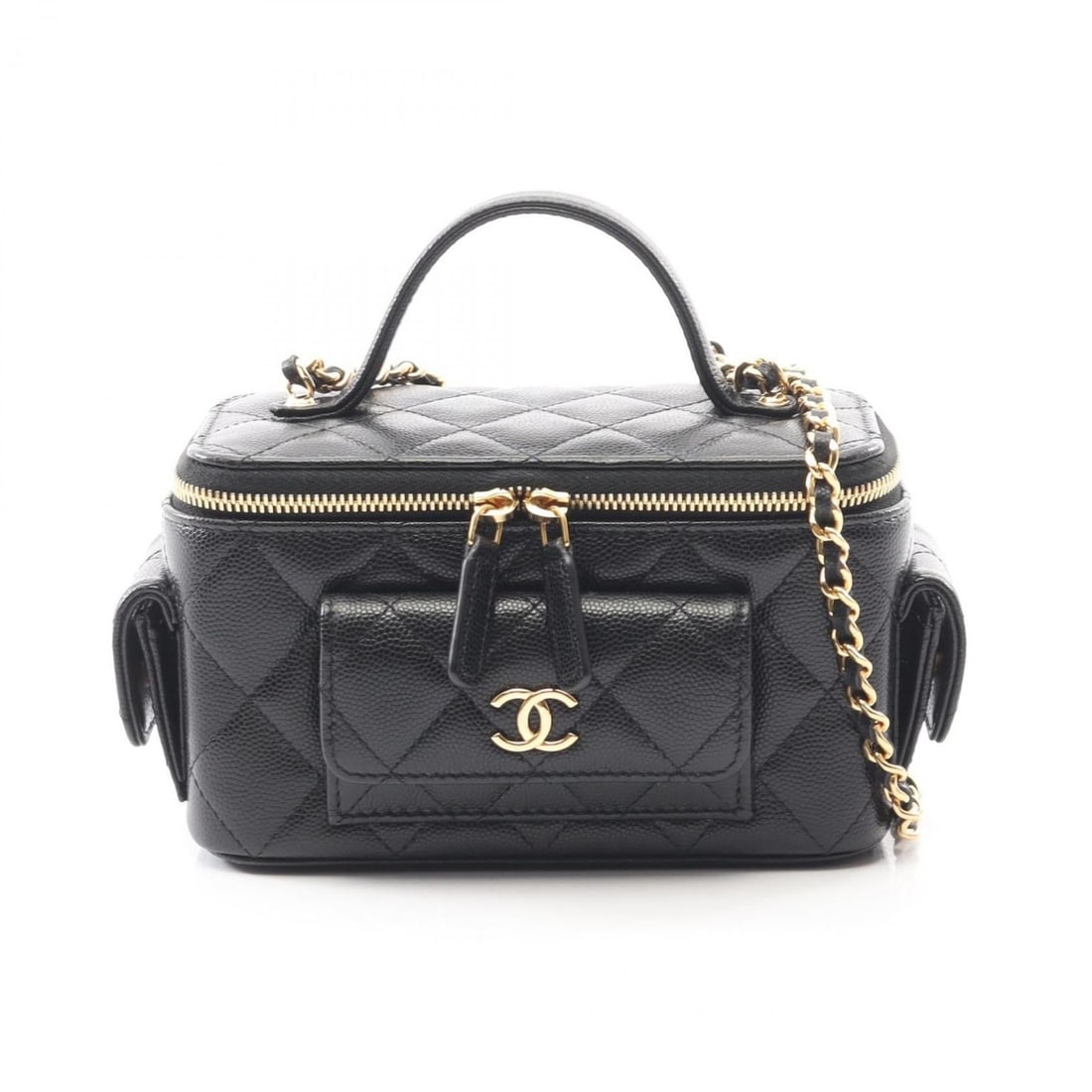 CHANEL Matelasse Shoulder Bag in Calfskin Leather (Cowhide) for Women, Black: --- Catalog ---Category: SizeSize (HxWxD): 9cm x 16cm x 8cm / 3.54'' x 6.29'' x 3.14''Category: DesignType: Shoulder bag, Vanity bagColor: BlackGender: WomenMaterial: Leather Leather/Fur Type: Calfski