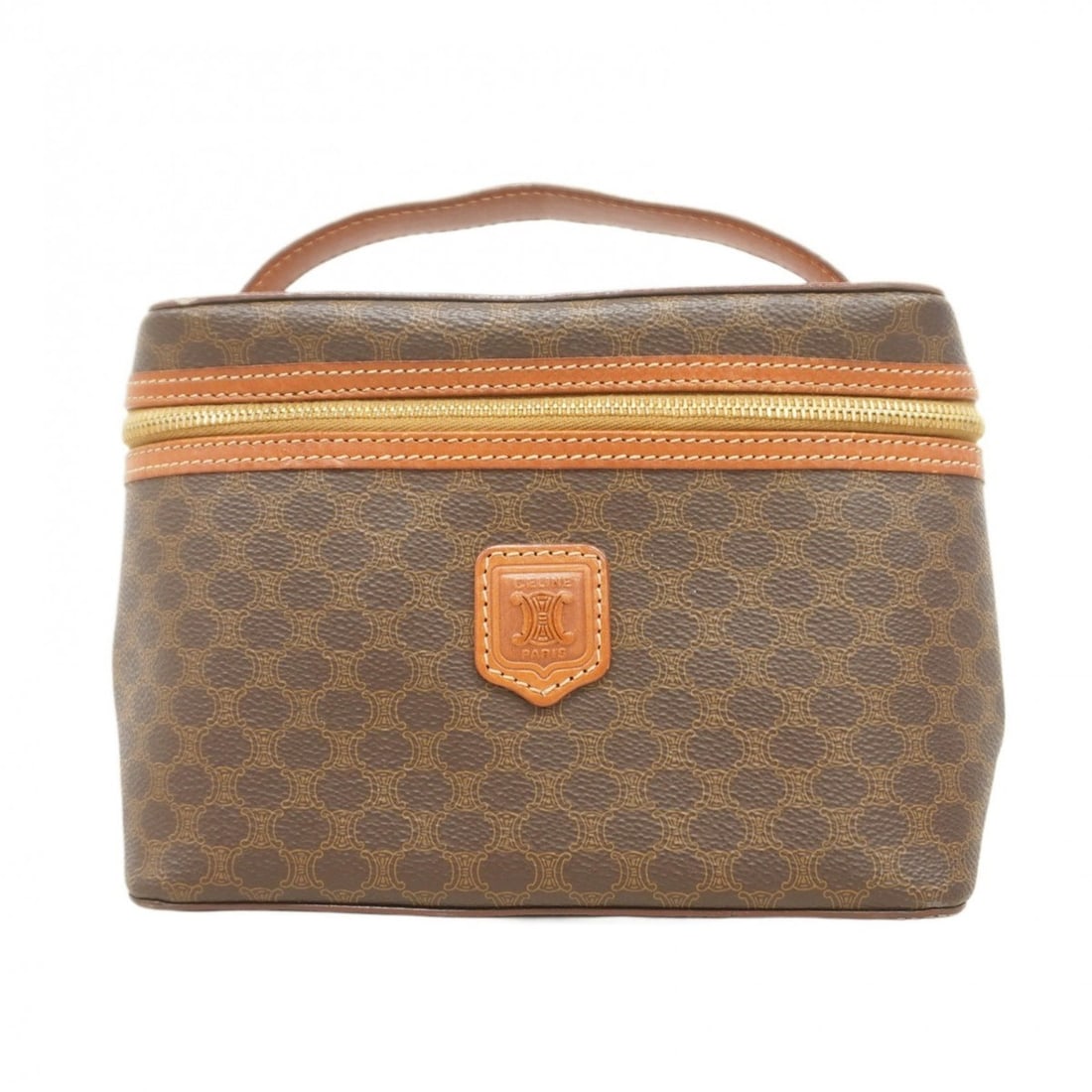 Celine Vanity Bag, Macadam Brown, Women's: --- Catalog ---Category: SizeSize (HxWxD): 15.5cm x 21.5cm x 7cm / 6.1'' x 8.46'' x 2.75''Category: DesignType: Vanity bagColor: BrownGender: WomenMaterial: PVC Hardware Color: GoldCategory: GeneralBr