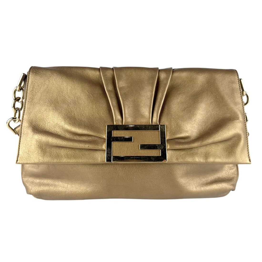 Fendi Borsa Mia shoulder bag in gold leather, women's, 8BT163 HJM z8171: --- Catalog ---Category: SizeSize (HxWxD): 22cm x 34cm x 5cm / 8.66'' x 13.38'' x 1.96''Category: DesignType: Shoulder bagColor: GoldGender: WomenMaterial: Leather Hardware Color: GoldCategory: Genera