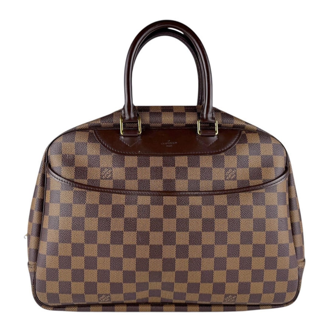 Louis Vuitton Damier Deauville Handbag in Brown and Gold, Women's, N47272 z8138: --- Catalog ---Category: SizeSize (HxWxD): 25cm x 34cm x 12cm / 9.84'' x 13.38'' x 4.72''Category: DesignType: HandbagColor: BrownGender: WomenMaterial: Damier Canvas Hardware Color: GoldCategory: Gen