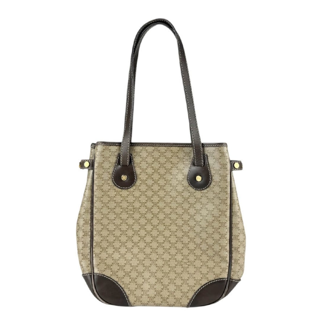 Celine Macadam PVC/Leather Handbag, Brown, Women's, Z8136: --- Catalog ---Category: SizeSize (HxWxD): 25cm x 20cm x 9cm / 9.84'' x 7.87'' x 3.54''Category: DesignType: HandbagColor: BrownGender: WomenMaterial: PVC , Leather Category: GeneralBrand: CelineCount