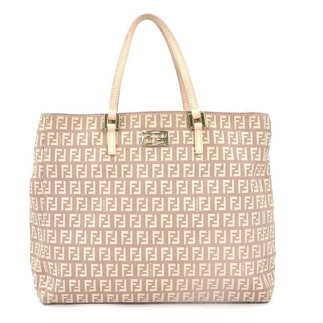 Fendi Zucchino Handbag in Canvas/Leather, Pink Beige and Gold, Women's, 2111.8BH133, e61173g: --- Catalog ---Category: SizeSize (HxWxD): 26.5cm x 33cm x 8.5cm / 10.43'' x 12.99'' x 3.34''Category: DesignType: HandbagColor: Pink beigeGender: WomenMaterial: Canvas , Leather Category: GeneralMPN: