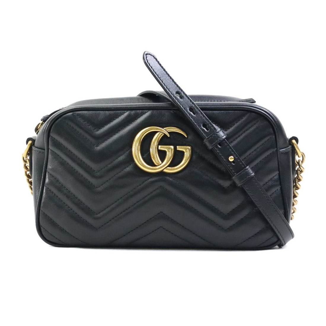Gucci GG Marmont Shoulder Bag in Leather/Metal, Black/Gold, Women's, 447632 e61155k: --- Catalog ---Category: SizeSize (HxWxD): 13.5cm x 23cm x 6.5cm / 5.31'' x 9.05'' x 2.55''Category: DesignType: Shoulder bagColor: BlackGender: WomenMaterial: Leather Category: GeneralMPN: 447632Bran