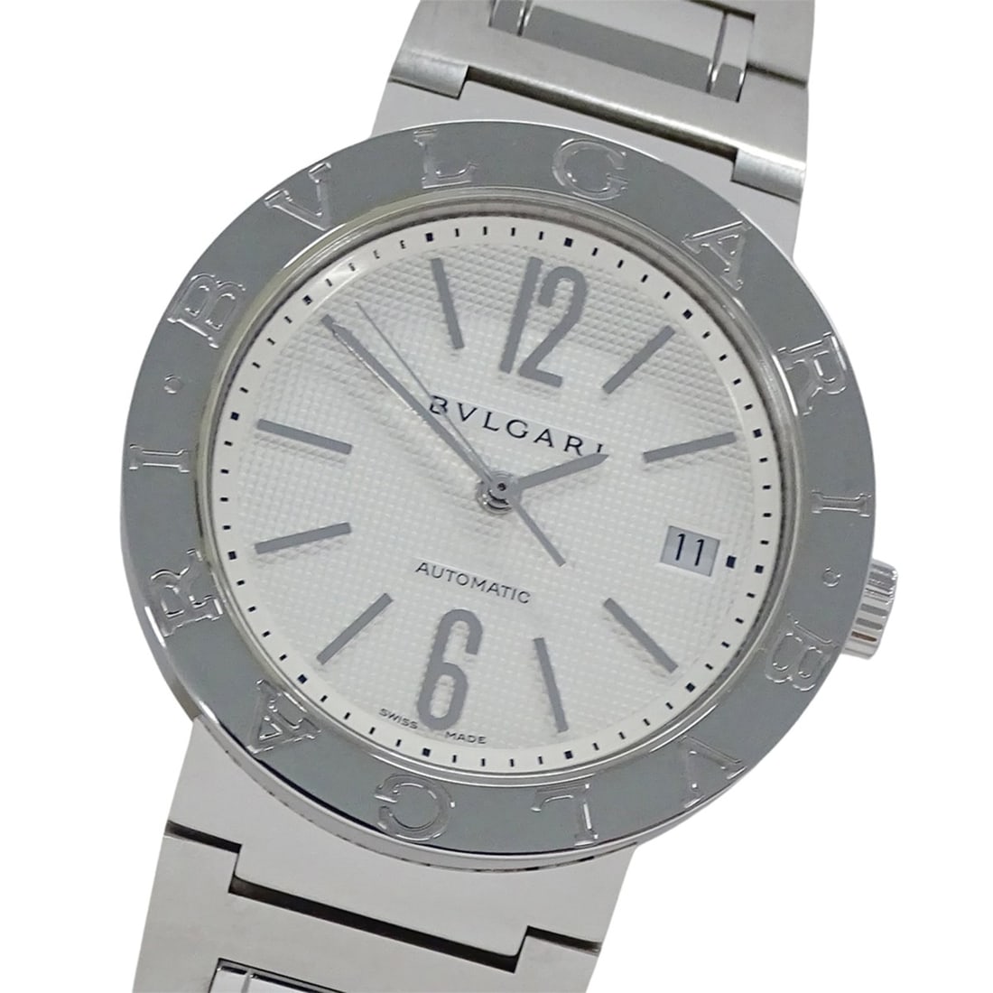 Bvlgari Men's Watch, Date, Automatic, Stainless Steel, BB38SS, Polished Silver: --- Catalog ---Category: SizeWrist Size: 19cm / 7.48''Case Diameter: 38mm / 1.5''Category: DesignType: WristwatchGender: MenColor (Dial): SilverMaterial (Band): Stainless steelMaterial (Case): Stainle