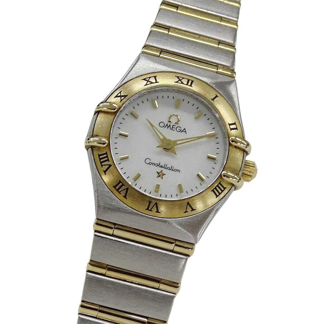 OMEGA Constellation Mini 1262.70 Women's Watch, Shell Quartz Movement, Stainless Steel, Gold, Full: --- Catalog ---Category: SizeWrist Size: 17cm / 6.69''Case Diameter: 22mm / 0.87''Category: DesignType: WristwatchGender: WomenColor (Dial): White shellMaterial (Band): Stainless steel, Yellow goldMat