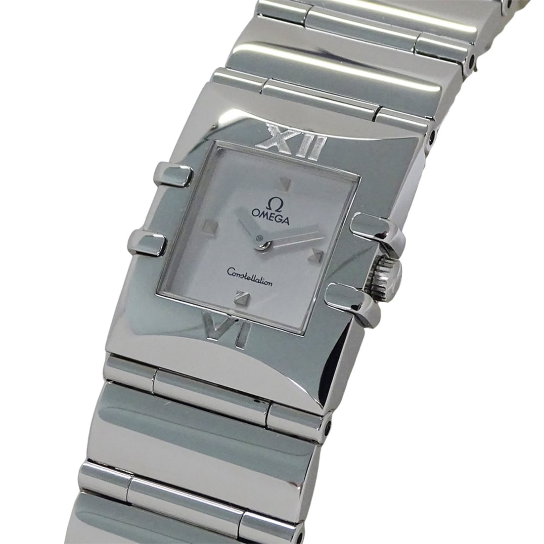 OMEGA Constellation Cale Quadra 1521.31 Women's Quartz Watch, Stainless Steel, Silver Square,: --- Catalog ---Category: SizeWrist Size: 16cm / 6.29''Case Diameter: 19mm / 0.75''Category: DesignType: WristwatchGender: WomenColor (Dial): SilverMaterial (Band): Stainless steelMaterial (Case): Stai