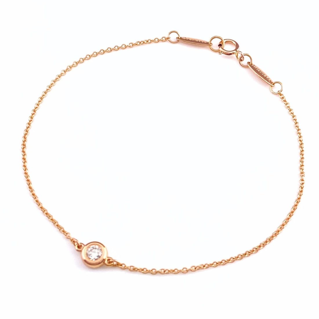 Tiffany & Co. By the Yard Bracelet in PG Pink Gold, Elsa Peretti with 750 Diamonds for Women: --- Catalog ---Category: SizeLength: 18cm / 7.08''Category: DesignType: Charm braceletGender: WomenMaterial: Pink gold (18K)Category: GeneralBrand: Tiffany--- Item List ---Section: ConditionRanking: R