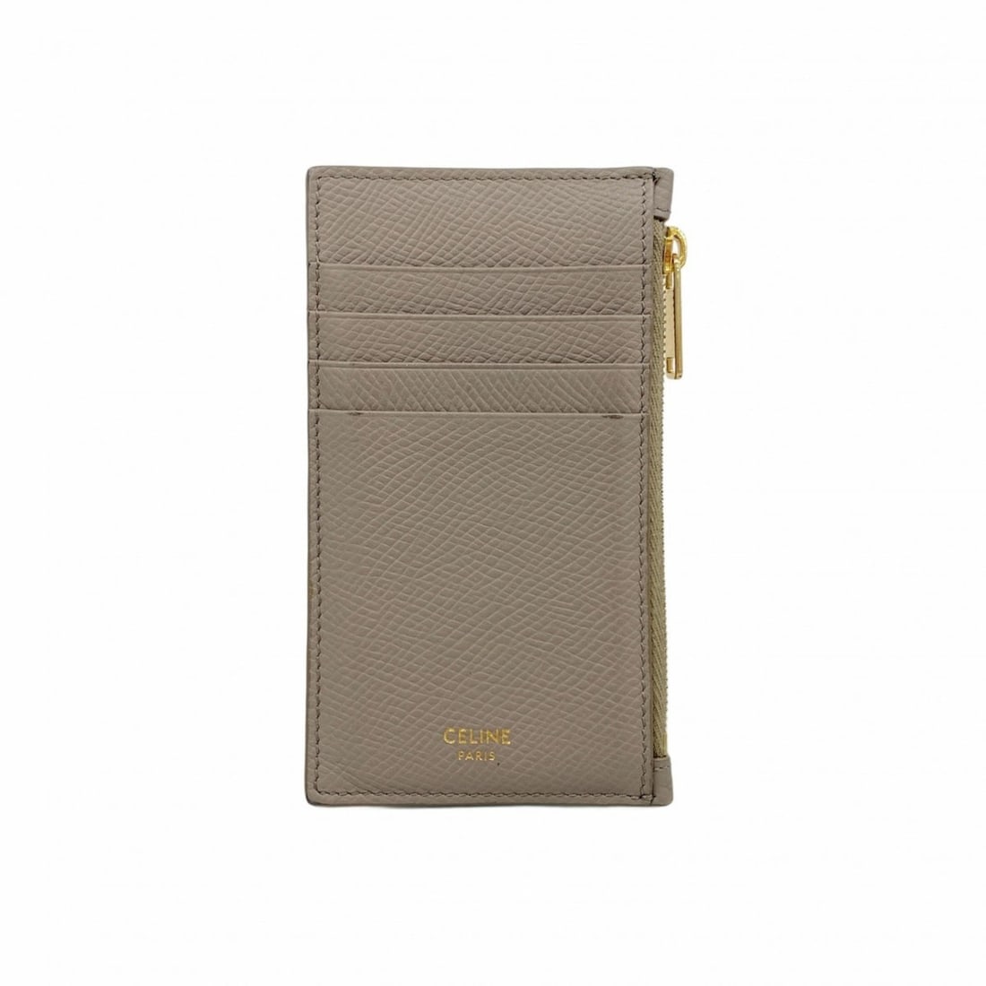 Celine wallet/coin case in greige leather for women: --- Catalog ---Category: SizeSize (HxWxD): 13cm x 7.5cm x 5.00mm / 5.11'' x 2.95'' x 0.19''Category: DesignType: Coin purse/coin caseColor: GrayishGender: WomenMaterial: Leather Category: GeneralBrand
