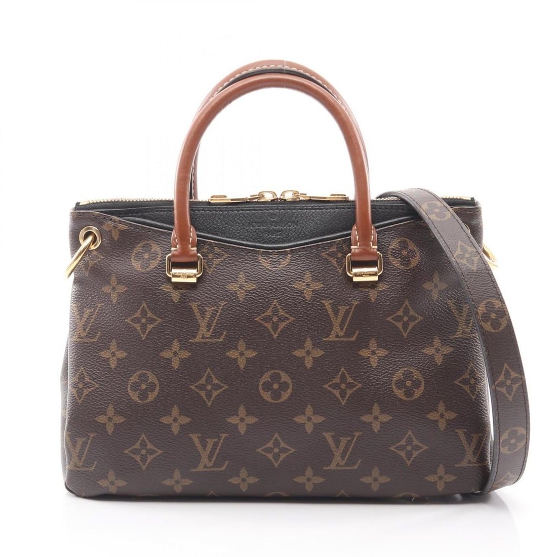 Louis Vuitton Pallas BB Handbag, Coated Canvas and Leather, Monogram, Women's, Brown Black, M41218: --- Catalog ---Category: SizeSize (HxWxD): 19cm x 26cm x 8cm / 7.48'' x 10.23'' x 3.14''Category: DesignType: HandbagColor: Black, Brown, NoirGender: WomenMaterial: Coated canvas , Leather Category: G