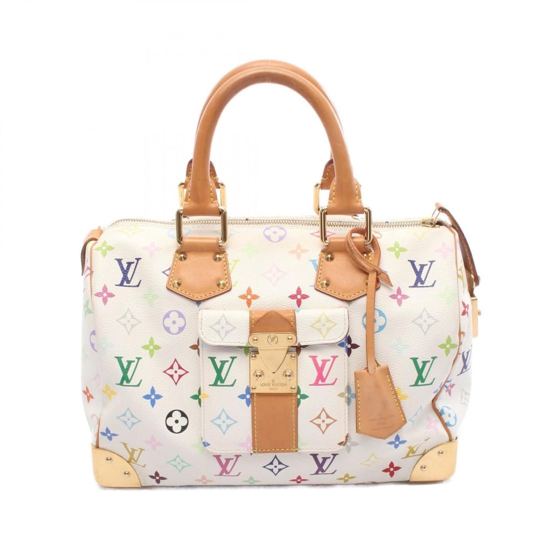 Louis Vuitton Speedy 30 Handbag, Coated Canvas and Leather, Monogram Multicolore, White, Women's,: --- Catalog ---Category: SizeSize (HxWxD): 21cm x 31cm x 17cm / 8.26'' x 12.2'' x 6.69''Category: DesignType: HandbagColor: Multi-color, WhiteGender: WomenMaterial: Coated canvas , Leather Category: G