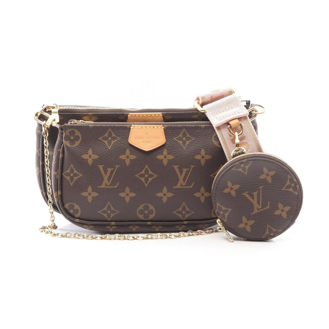 Louis Vuitton Multi Pochette Accessoires Shoulder Bag, Coated Canvas and Leather, Monogram, Women's,: --- Catalog ---Category: SizeSize (HxWxD): 12.5cm x 23.5cm x 4cm / 4.92'' x 9.25'' x 1.57''Category: DesignType: Pochette, Shoulder bagColor: Brown, Monogram, PinkGender: WomenMaterial: Coated canvas