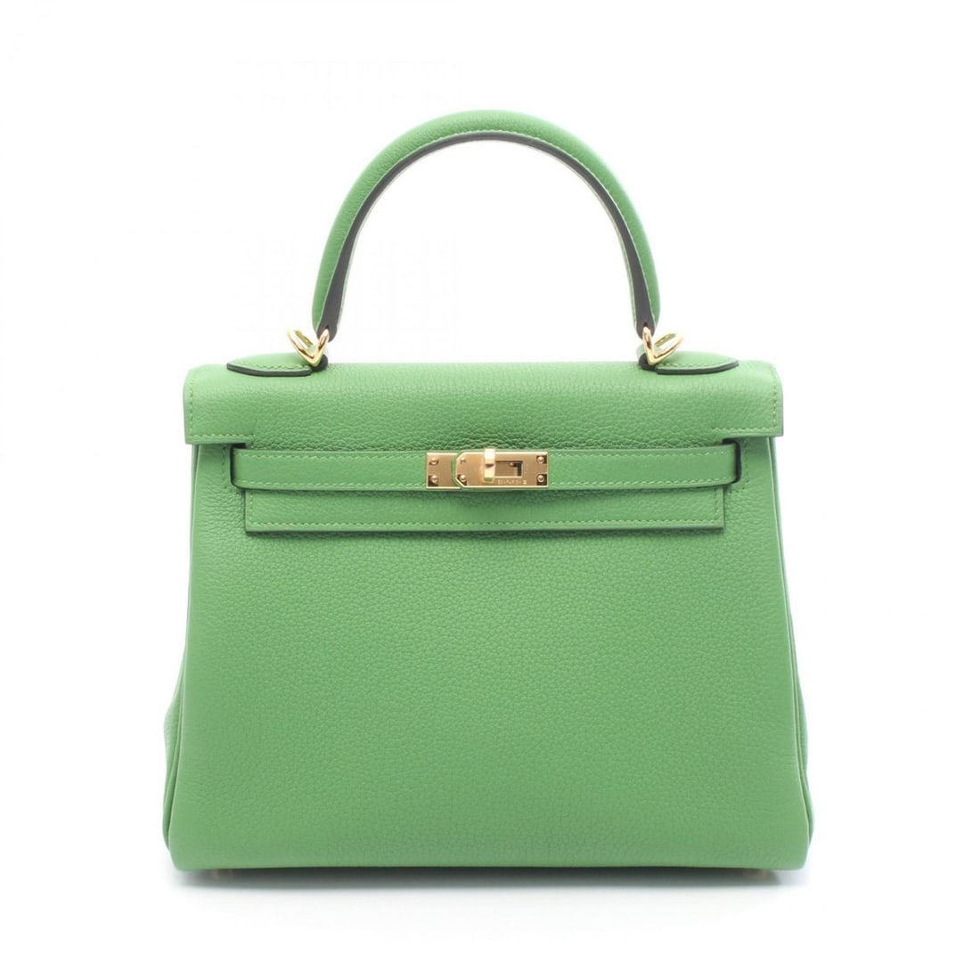 Hermes Kelly 25 Vert Yucca Togo Handbag, Women's, Green: --- Catalog ---Category: SizeSize (HxWxD): 19cm x 24.5cm x 9.5cm / 7.48'' x 9.64'' x 3.74''Category: DesignType: HandbagColor: Green, VertGender: WomenMaterial: Togo leather Category: GeneralBrand: He