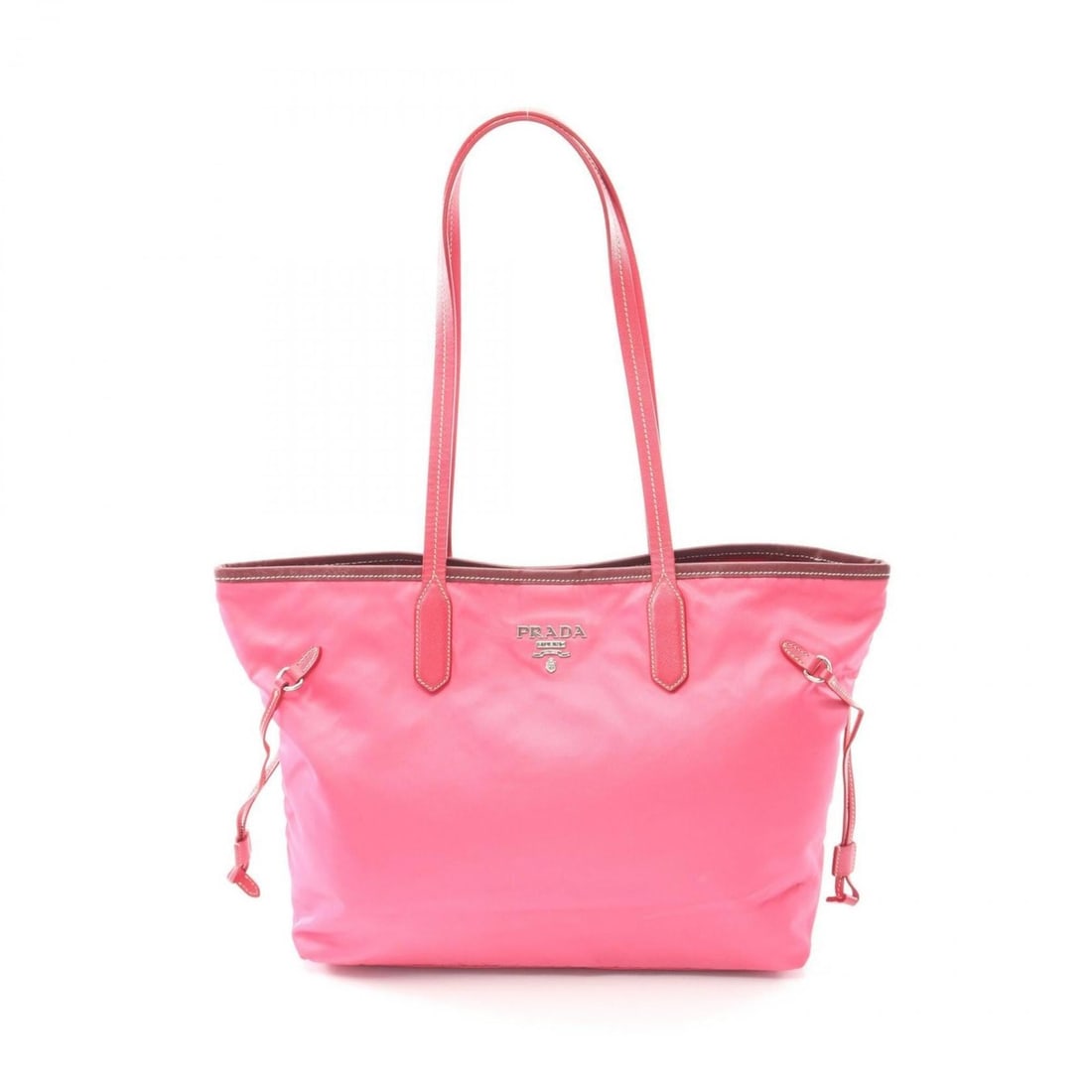 Prada tote bag in nylon and Saffiano leather, pink for women: --- Catalog ---Category: SizeSize (HxWxD): 29cm x 3cm x 13cm / 11.41'' x 1.18'' x 5.11''Category: DesignType: Tote bagColor: PinkGender: WomenMaterial: Nylon , Leather Leather/Fur Type: Saffiano leath