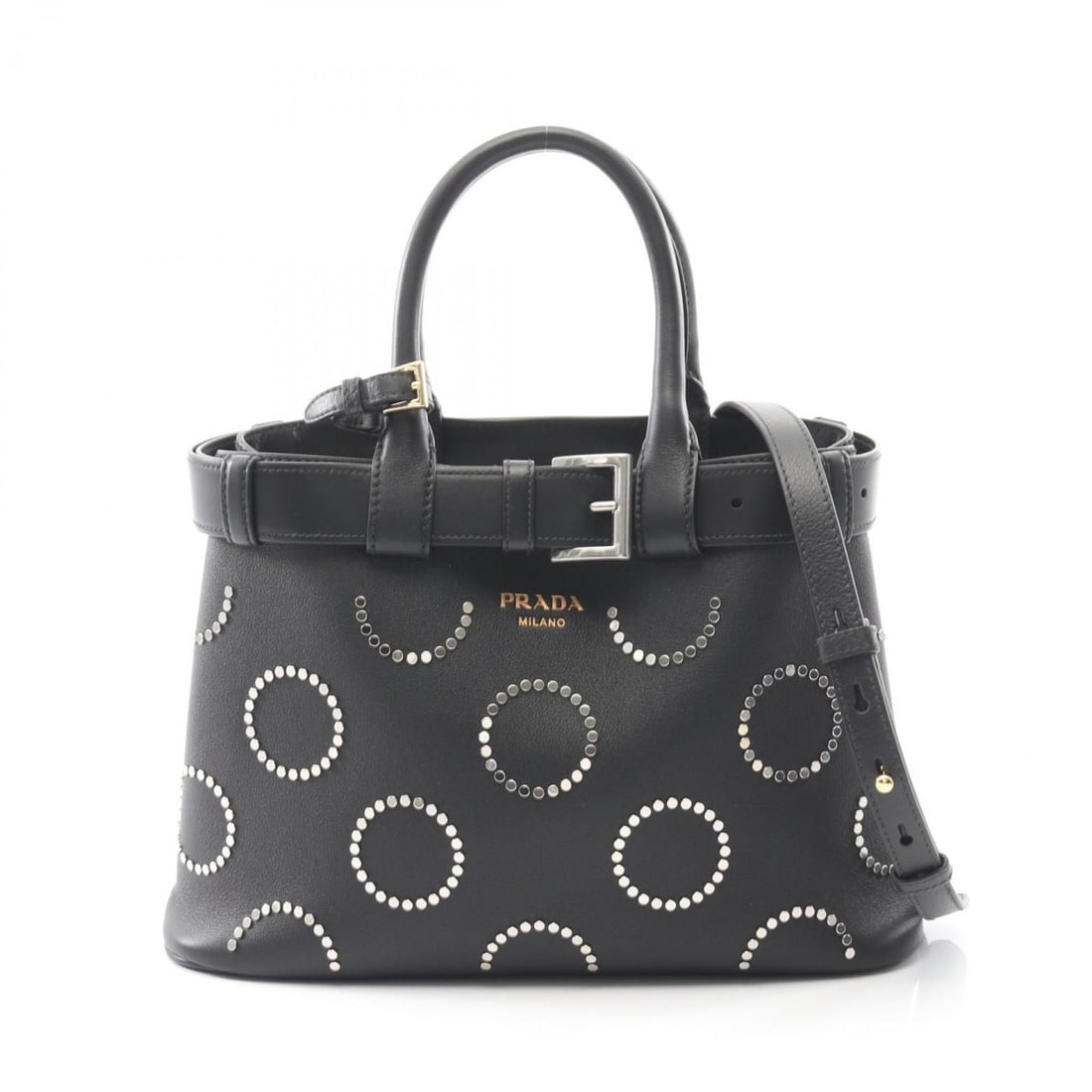 Prada Soft Grain Vite Buckle Tote Bag, Leather, Women's, Black, 1BA434: --- Catalog ---Category: SizeSize (HxWxD): 22cm x 31cm x 12cm / 8.66'' x 12.2'' x 4.72''Category: DesignType: Tote bagColor: BlackGender: WomenMaterial: Leather Category: GeneralMPN: 1BA434Brand: Prad