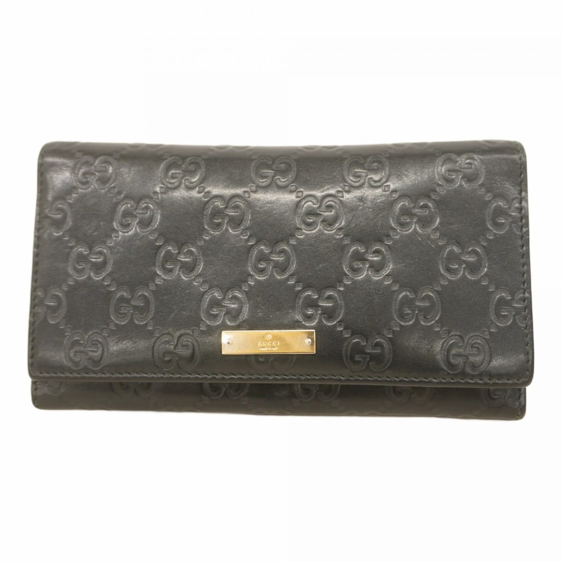 Gucci long wallet Guccissima 244946 leather black women's: --- Catalog ---Category: SizeSize (HxWxD): 10.5cm x 18cm x 2.5cm / 4.13'' x 7.08'' x 0.98''Category: DesignType: Long wallet (bi-fold)Color: BlackGender: WomenMaterial: Leather Category: GeneralMPN: 2