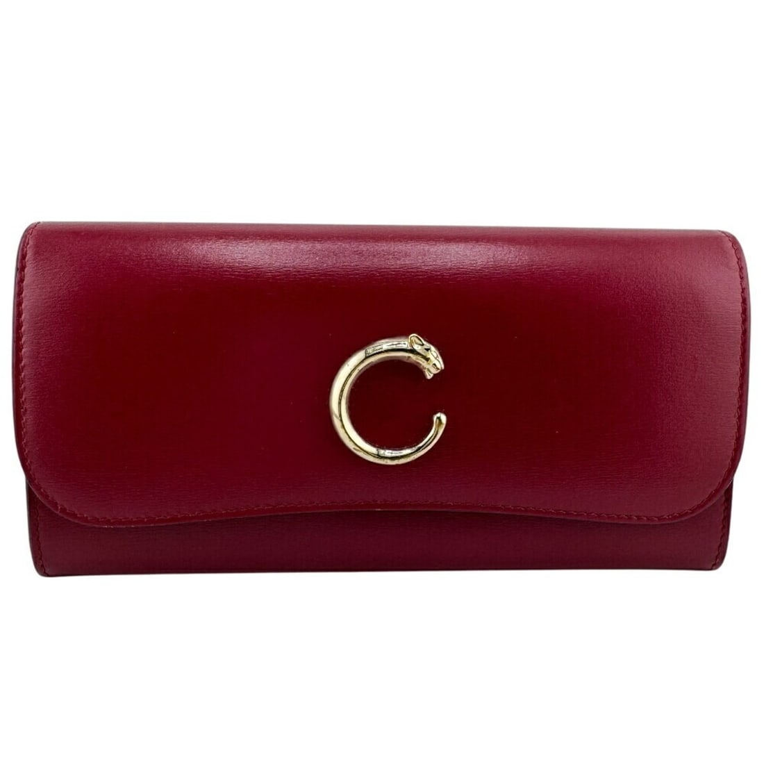 CARTIER Cartier Flap Panthère Long Wallet Wine Red Women's: --- Catalog ---Category: SizeSize (HxWxD): 10cm x 19cm x 2.5cm / 3.93'' x 7.48'' x 0.98''Category: DesignType: Long wallet (bi-fold)Color: Wine redGender: WomenMaterial: Leather Category: GeneralLine: